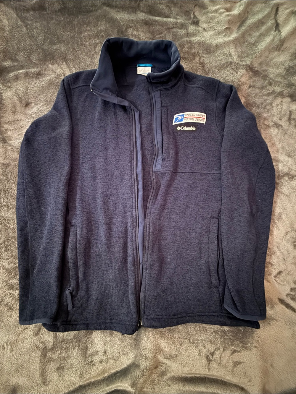 Columbia Men's Navy Zip-Up Fleece Jacket with USPS Patch